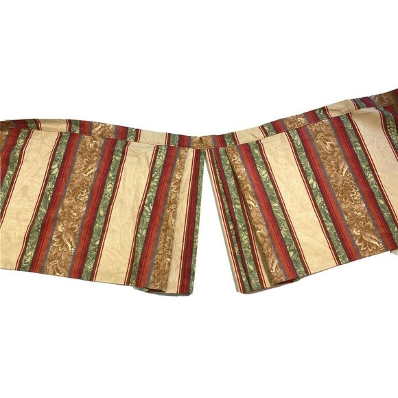 3 Custom Made Luxury Valances Window Treatments Curtains Red Green Yellow Stripe - Picture 4 of 11